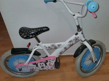 sell: Fahrrad 16" weiß mit pink. Minnie Mouse.