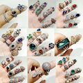 Bán buôn thanh lý lô: 50pcs Vintage Luxury Colored Zircon Ladies Ring