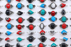 Bán buôn thanh lý lô: 100pcs Vintage Turquoise Ladies Ring Jewelry