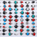 Bán buôn thanh lý lô: 100pcs Vintage Turquoise Ladies Ring Jewelry
