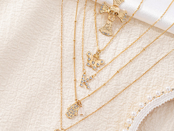 Liquidation / Lot de gros: 40pcs Letter Love Cross Palm Necklace Women's Simple Jewelry