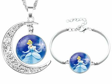 Liquidation / Lot de gros: 50pcs Anime Princess Collection Alloy Bracelet Necklace Set