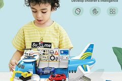 Liquidation / Lot de gros: Cargo Transport Airplane Car Play Set with 5 Cars & 1 Helicopter