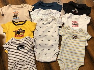 Selling with online payment: Boys Carter’s OnePiece Short Sleeve Bodysuit Size 3 Months Lot O