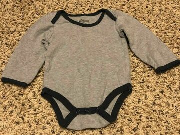 Selling with online payment: Boys Gray Long Sleeve One Piece Bodysuit Size 6-9 Months 