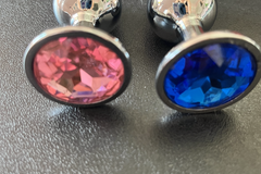 Selling: 2x Gem Anal Plugs In Small - Pink & Blue