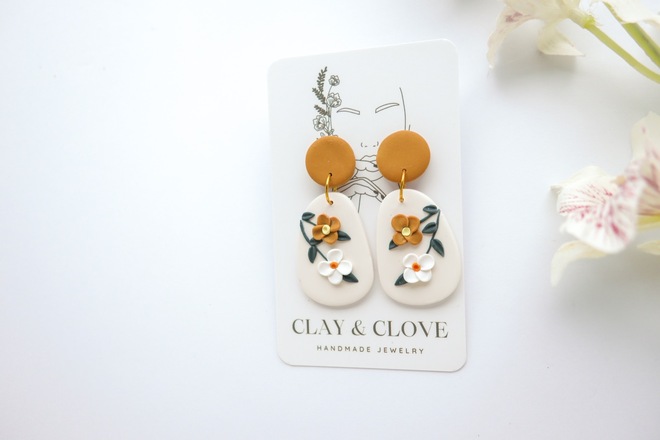 Yellow store clay earrings