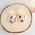  : Muted Pink Floral Bouquet Handmade Polymer Clay Earrings