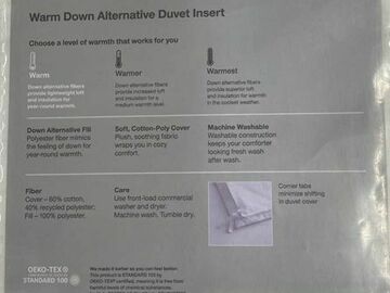 Buy Now: Duvet Insert - Twin / Twin XL (One Warm / One Warmer