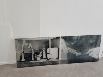 Gebruikte apparatuur: 5 plexiglas FOTOPOSTERS van een praktijk in de jaren 1948-1952