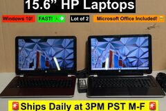 Buy Now: Lot of 2 HP 15.6" FAST Windows 10 Laptops 2.0GHz 8GB RAM 750G HDD