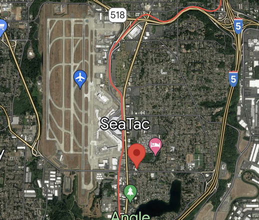 Seattle WA, Seatac Airport 8 min Drive / 20 min Walk to Terminal