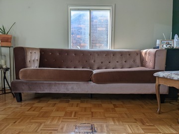 Selling: Pink Velvet 3 Seater Couch