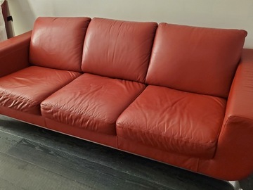 Selling: 3-Seat Red Leather Sofa by Natuzzi