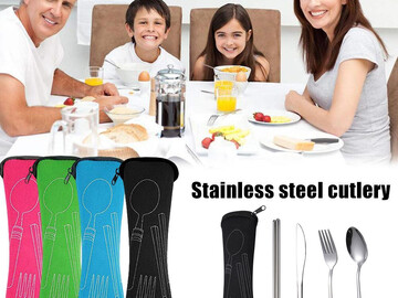 Buy Now: 60 Sets Cutlery Set 4Pcs/set Steel Knife Fork Spoon 
