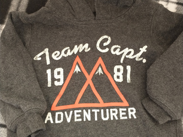 Selling with online payment: Gray Team Capt. Adventurer Toddler Hoodie – Carter’s Size 18 mont