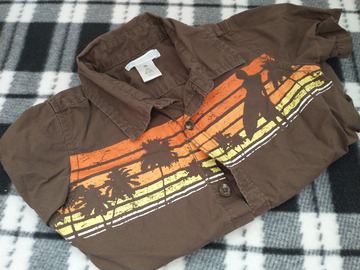 Selling with online payment: Old Navy 2T Brown Button Down Palm Tree Shirt