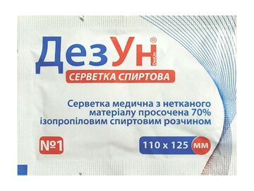 Виробники: Спиртова антимікробна серветка "ДезУн"® (110х125 мм)