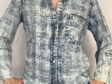 Selling: Distressed Plaid Cotton Button-down