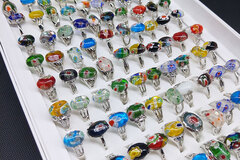 Liquidation/Wholesale Lot: 30PCS Colorful Alloy Stone Ring