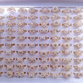 Liquidation/Wholesale Lot: 100pcs/Lot Gold Plated Pearl Women's Ring Jewelry 