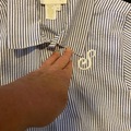 Selling with online payment: New NWOT Strasburg 7 Monogram S Shirt Top Seersucker Blue 