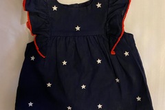 Selling with online payment: Janie And Jack 6 12 M Linen Blue Star Top Shirt Patriotic 
