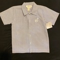 Selling with online payment: NWT Strasburg 5 Blue S Monogram Seersucker Top FLAW  Shirt 