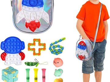 Liquidation/Wholesale Lot: 15 Piece Sensory Fidget Toys Set with Rocket Pop Bag – Item #5402