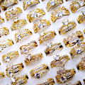 Liquidation/Wholesale Lot: 40pcs/Lots Rhinestone Women Gold Plated Rings