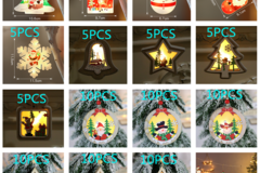 Liquidation/Wholesale Lot: 105PCS LED Christmas Night Light Ornament Pendants, Mixed Styles