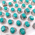 Liquidation/Wholesale Lot: 50PCS Vintage Turquoise Mixed Men's Rings