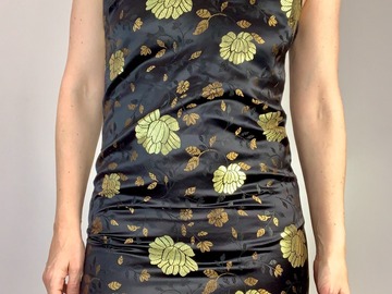 Selling: Little Black + Gold Satin Mini Dress