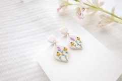  : Sunflower and Lavender Stud Polymer Clay Earrings