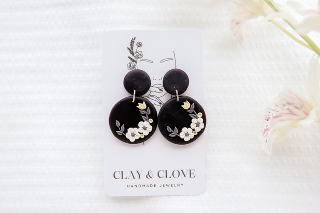 Earrings Elegant Polymer Clay  Unique Polymer Clay Earrings - Black White  Elegant - Aliexpress