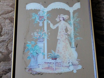 Selling: Vintage Coby Signed Reverse Painted Mirror | 1970s Art Deco 
