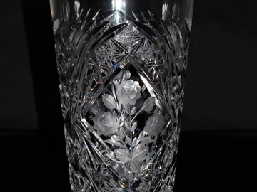 Selling: Vintage Crystal Vase With Etched Roses