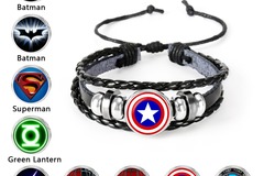 Liquidation/Wholesale Lot: 120Pcs Super Hero Multi-layer Weave Beaded Leather Bracelets