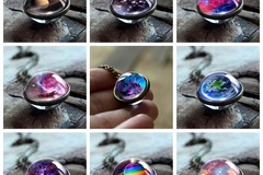 Liquidation/Wholesale Lot: 50Pcs Double Sided Glass Ball Universe Star Necklace