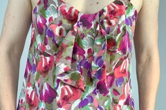 Selling: Watercolor Floral Silk Blouse with Bow