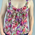 Selling: Watercolor Floral Silk Blouse with Bow