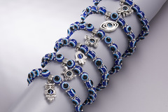Liquidation/Wholesale Lot: 200X Retro Blue Eye Wish Handmade Bracelets Jewelry