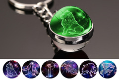 Liquidation/Wholesale Lot: 60Pcs 12 Constellation Luminous Glass Ball Keychain Pendant 