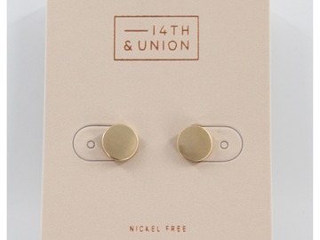 Liquidation/Wholesale Lot: Dozen New Gold Stud Button Earrings by 14th & Union