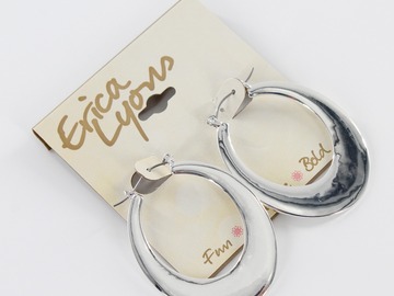 Liquidation/Wholesale Lot: Dozen Erica Lyons Silver Hoop Earrings $216 Value
