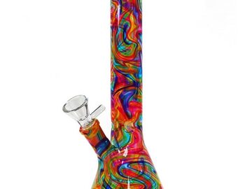 Post Now: Simple 26cm Glass Bong in a range of creative designs – Abstract 