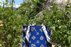  : Hand Painted Mandala Jute Bag Blue Om