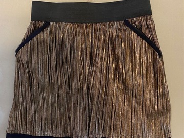 Selling with online payment: $98 NWT Zadig & Voltaire 8 Metallic Mini Skirt Gold Pleated Party