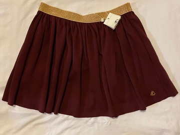 Selling with online payment: NWT Petit Bateau 128 8 Skater Skirt Circle Knit Burgundy Gold 