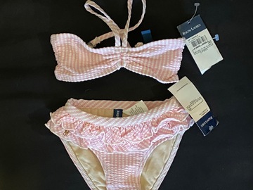 Selling with online payment: $59 NWT Ralph Lauren 9 M Bikini Swimwear Swimsuit Pink Seersucker